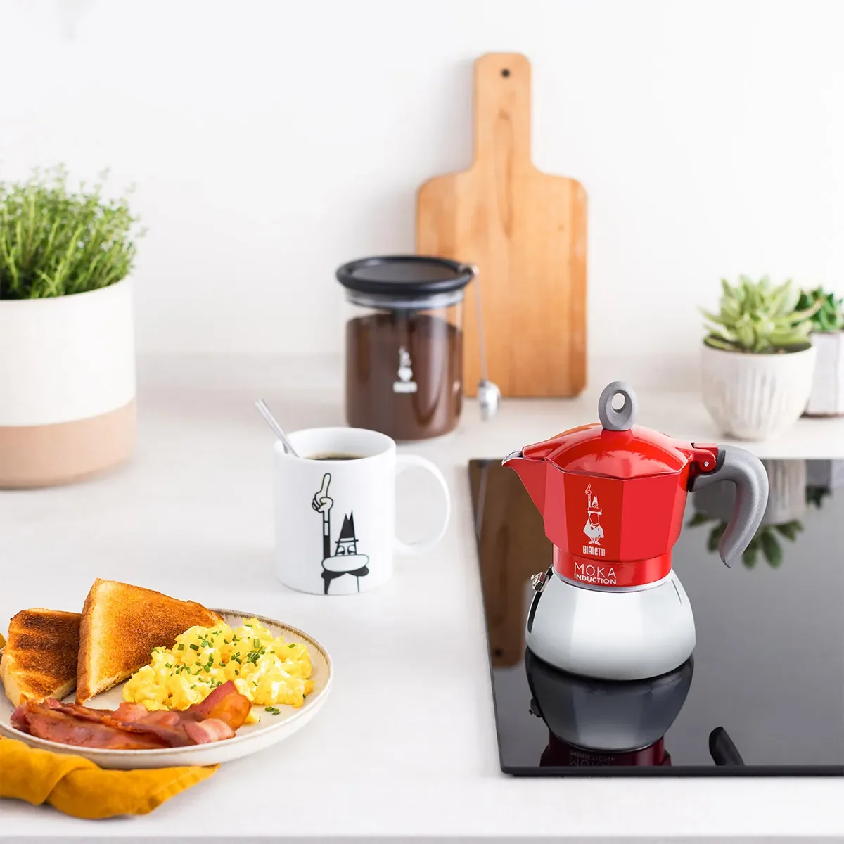 Bialetti Moka Induction 4 cup 160ml kafijas aparats sarkans