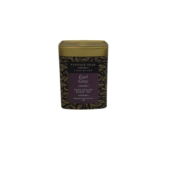 Vintage Teas Earl Grey Ceilonas melnā berama tēja 125g metāla bundža