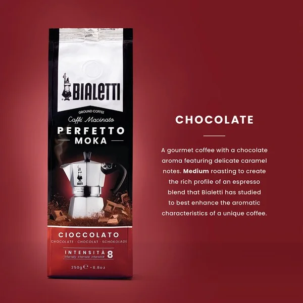 Aromatizēta maltā kafija Bialetti Perfetto Moka Cioccolato šokolādes 250g