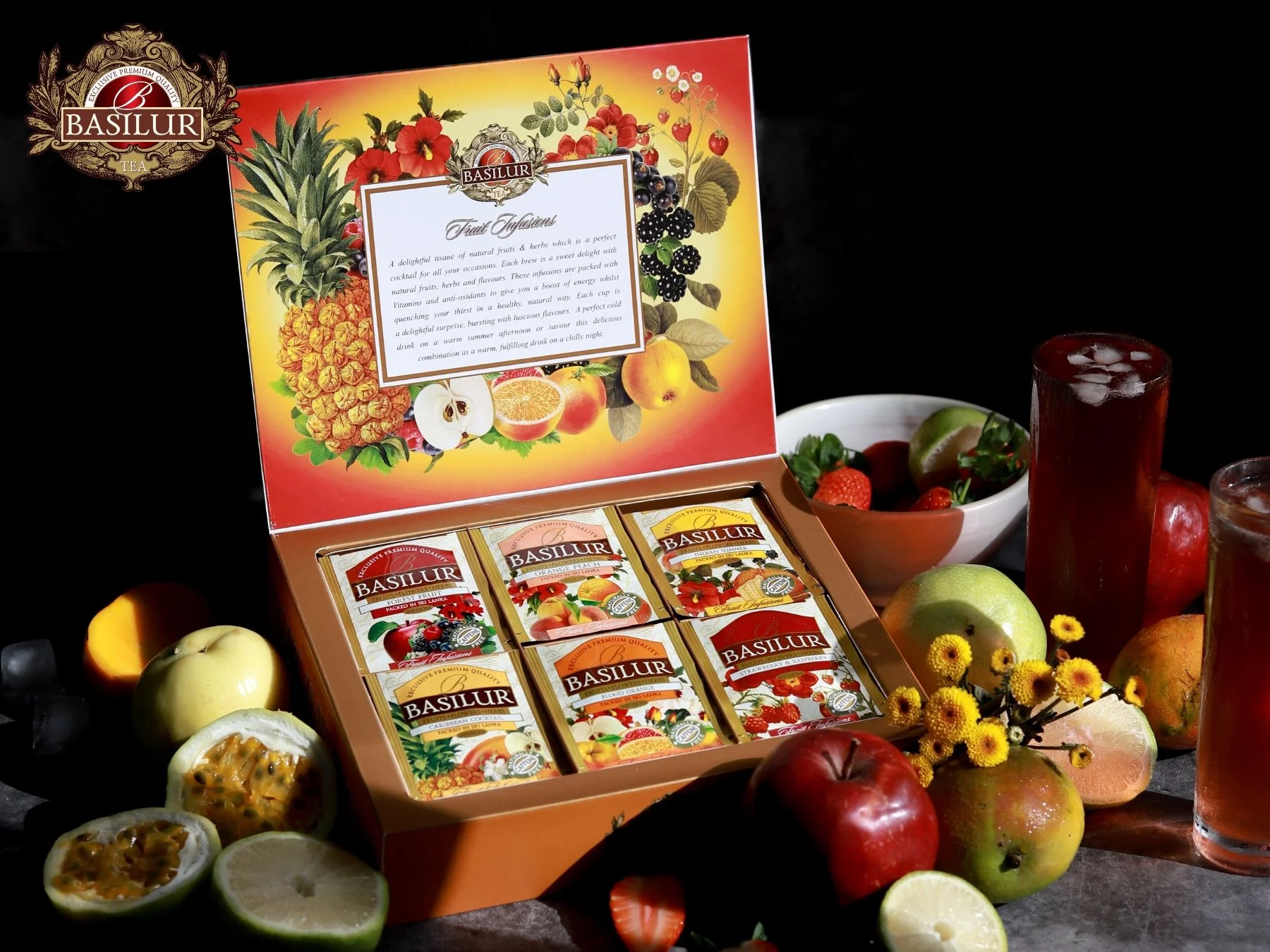 Augļu tējas asorti Dāvanu iepakojumā 60 paciņas, 108g Basilur