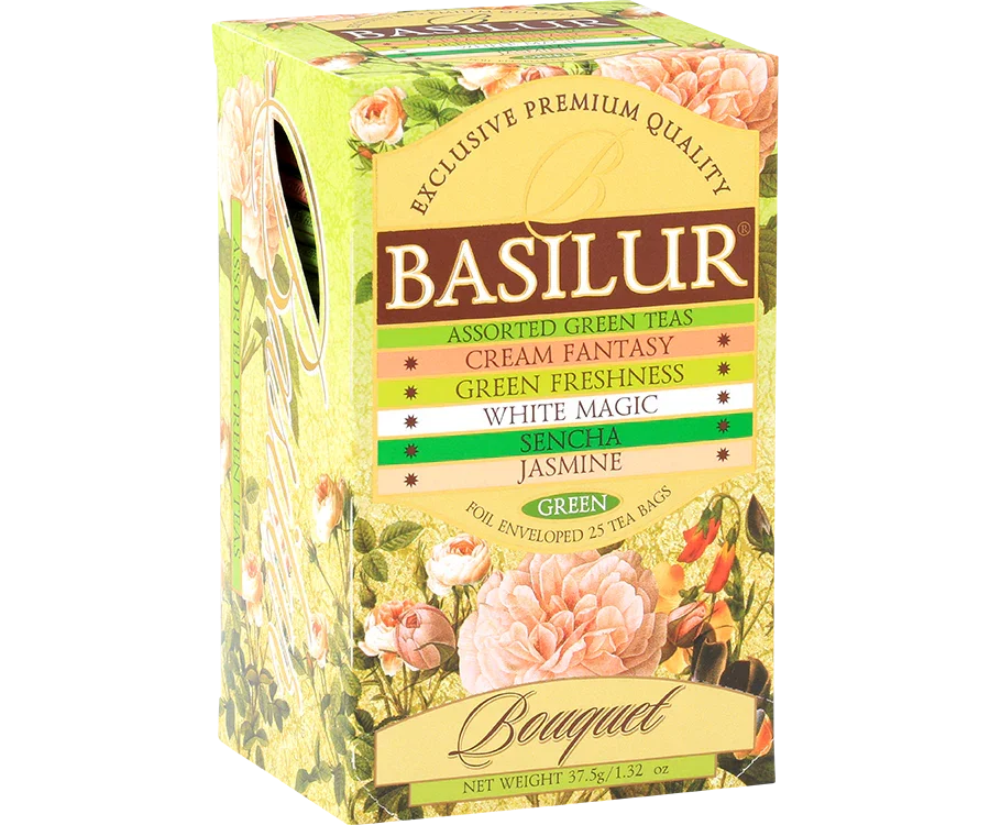 Basilur Tea Bouquet Green коллекция зеленого чая в пакетиках 25шт x 1.5г
