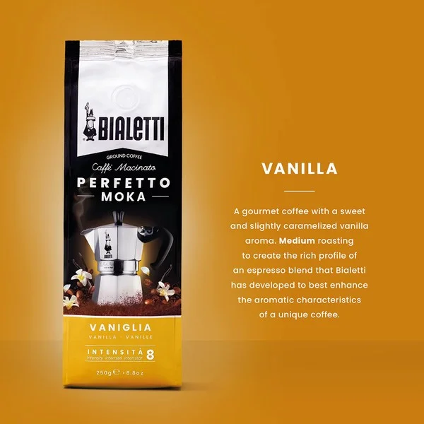 Aromatizēta maltā kafija Bialetti Perfetto Moka vaniļas 250g