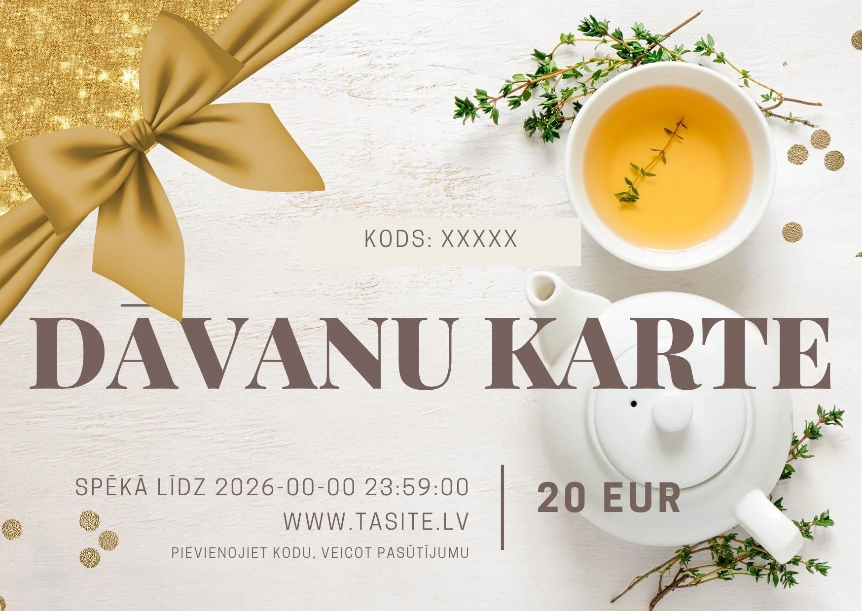 Подарочная карта TASITE.LV 20 EUR