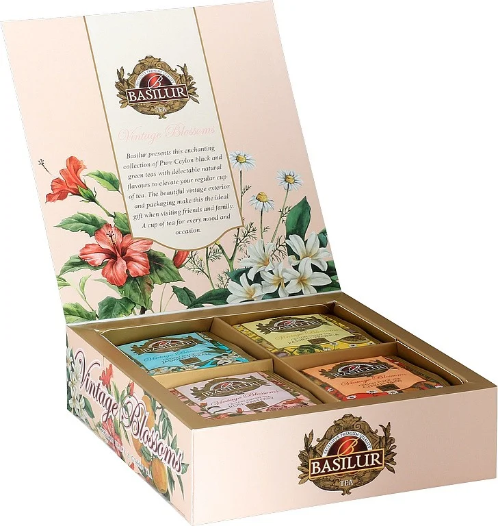 Zaļā & melnā tēja VINTAGE BLOSSOMS ASSORTED (40ENx1,5g) Basilur