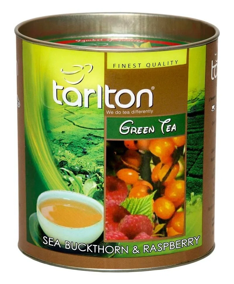 Цейлонский зеленый крупнолистовой чай с облепихой и малиной Tarlton Sea Buckthorn & Raspberry, 100г