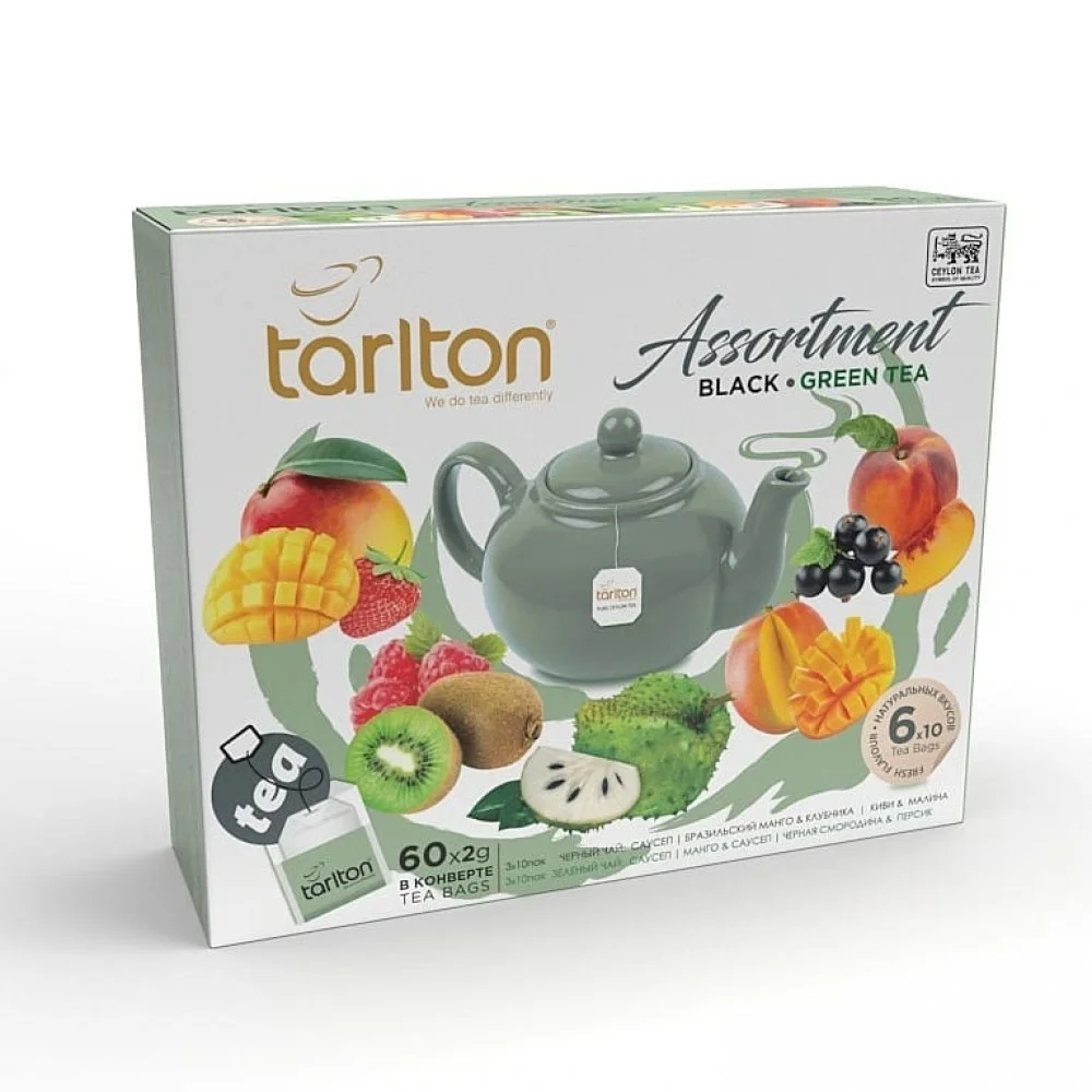 Tarlton melnā + zaļā tēja Asortment Black Green Tea 60 gab. x 2 g