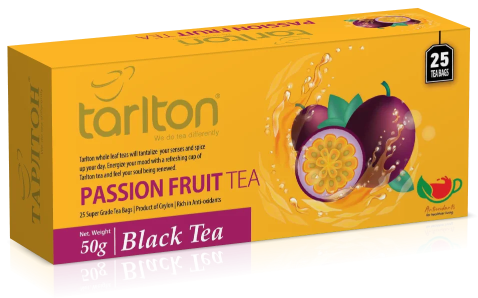 Чай черный пакетированный Тарлтон Passion Fruit Black Tea со вкусом тропического фрукта Маракуйя 25 пак х 2 г