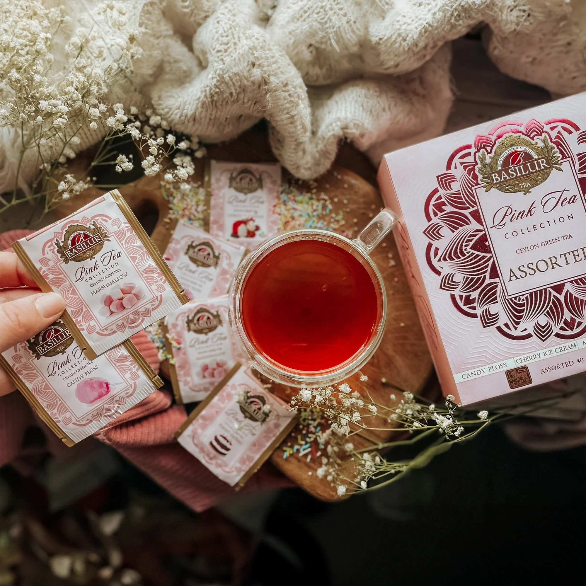 PINK TEA Assorted Zaļā tēja 40 paciņas x1.5g Basilur