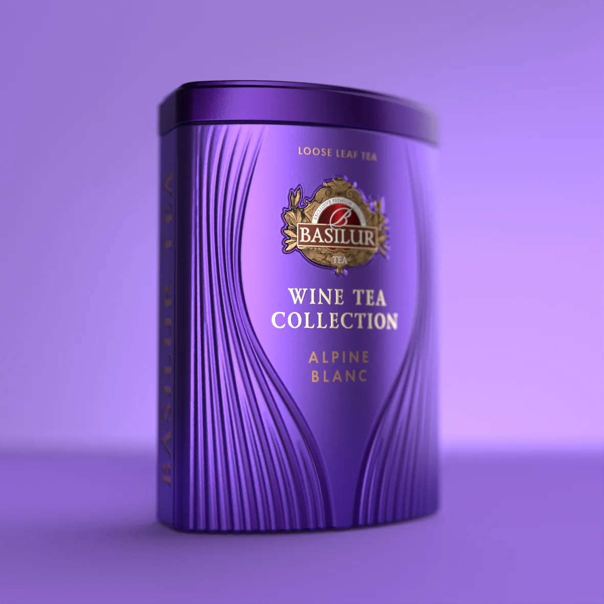 Melnā tēja WINE TEA ALPINE BLANC 75g metāla bundža Basilur