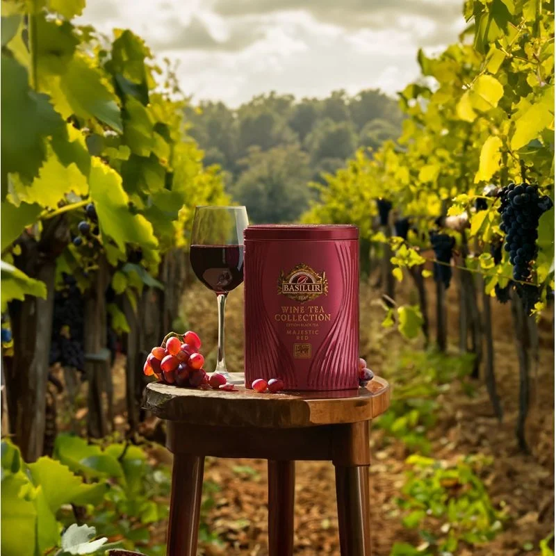 Melnā tēja WINE TEA MAJESTIC RED 75g metāla bundža Basilur