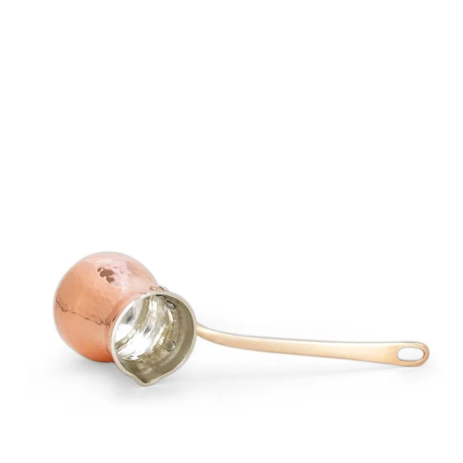 Медный турецкий кофейник джезва C4G на 1 чашку (серебряная отделка) SOY