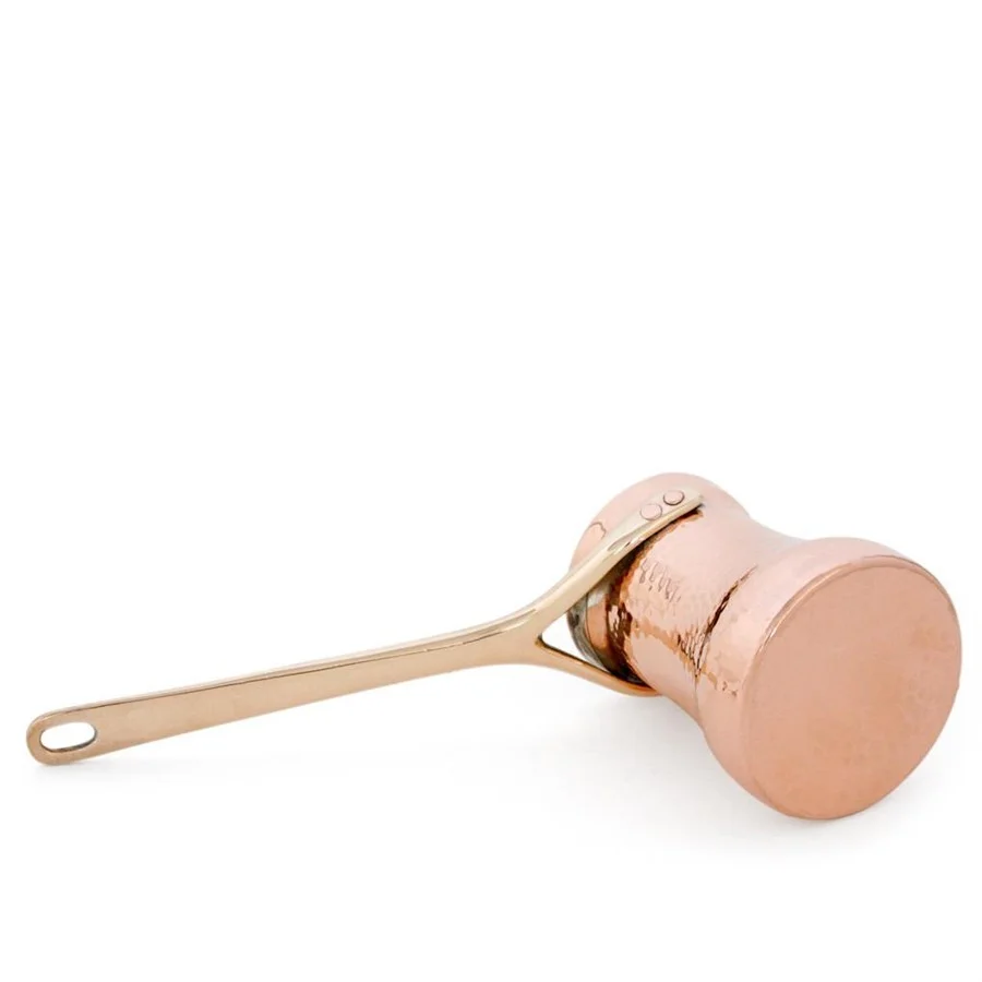 Медный турецкий кофейник джезва C4G на 1 чашку (серебряная отделка) SOY