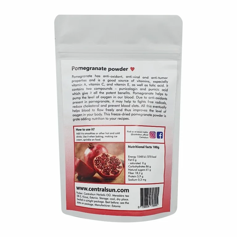 Auksti žāvētu granātābolu pulveris 100g