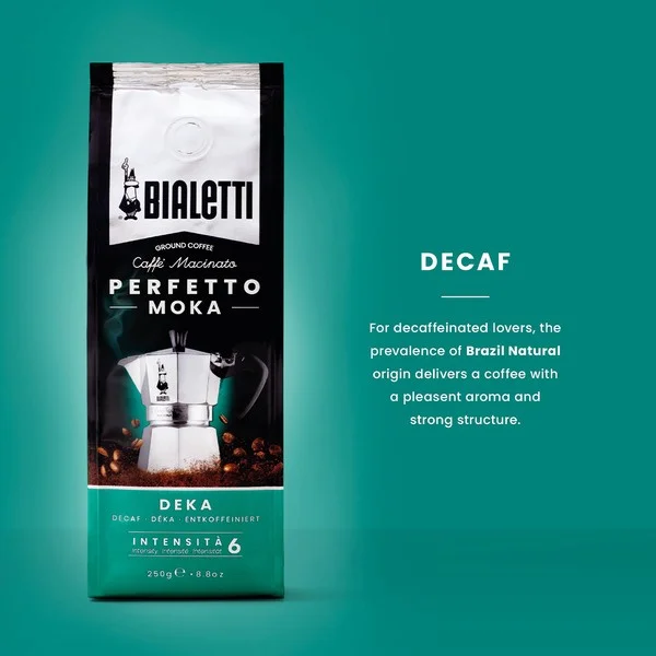Bialetti Perfetto Moka Deka 250g malta kafija bezkofeīna