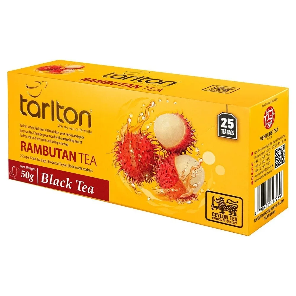 Чай в пакетиках чёрный цейлонский Rambutan, Тarlton, 50 г, 25 пак х 2 г