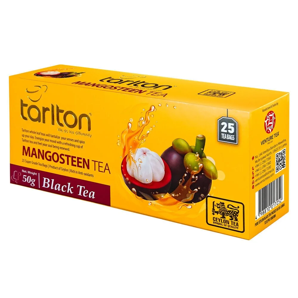 Чай в пакетиках чёрный цейлонский Mangosteen, Тarlton, 50г, 25 пак х 2 г