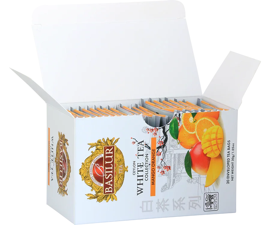 Basilur Baltā tēja Mango & Apelsīns paciņās 1,5g * 20EN 30g