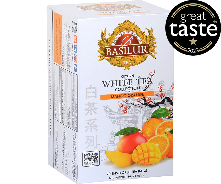 Basilur Baltā tēja Mango & Apelsīns paciņās 1,5g * 20EN 30g