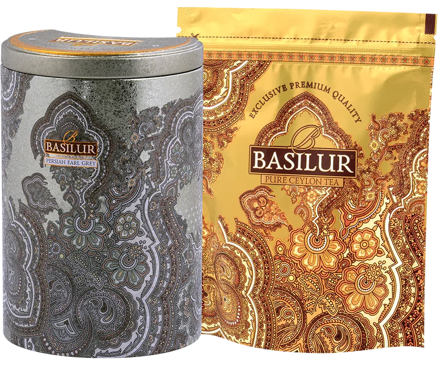 Melna tēja ORIENTAL PERSIAN EARL GREY Basilur 100g metāla paka