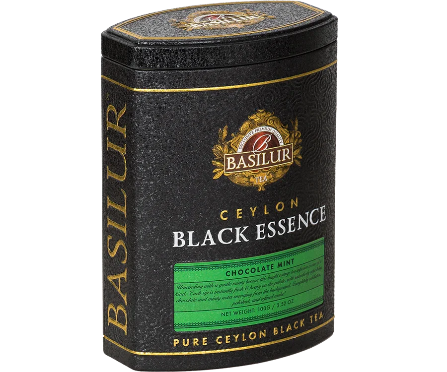 Чёрный чай BLACK ESSENCE CHOCOLATE MINT 100г метал.банка Basilur