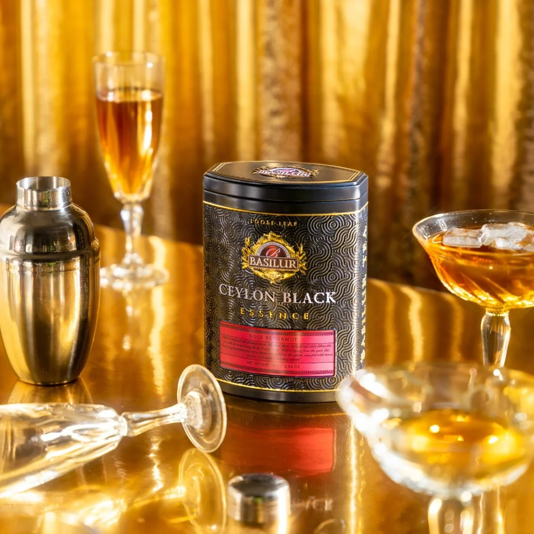 Melnā tēja BLACK ESSENCE ROSE BERGAMOT 100g metāla bundža Basilur