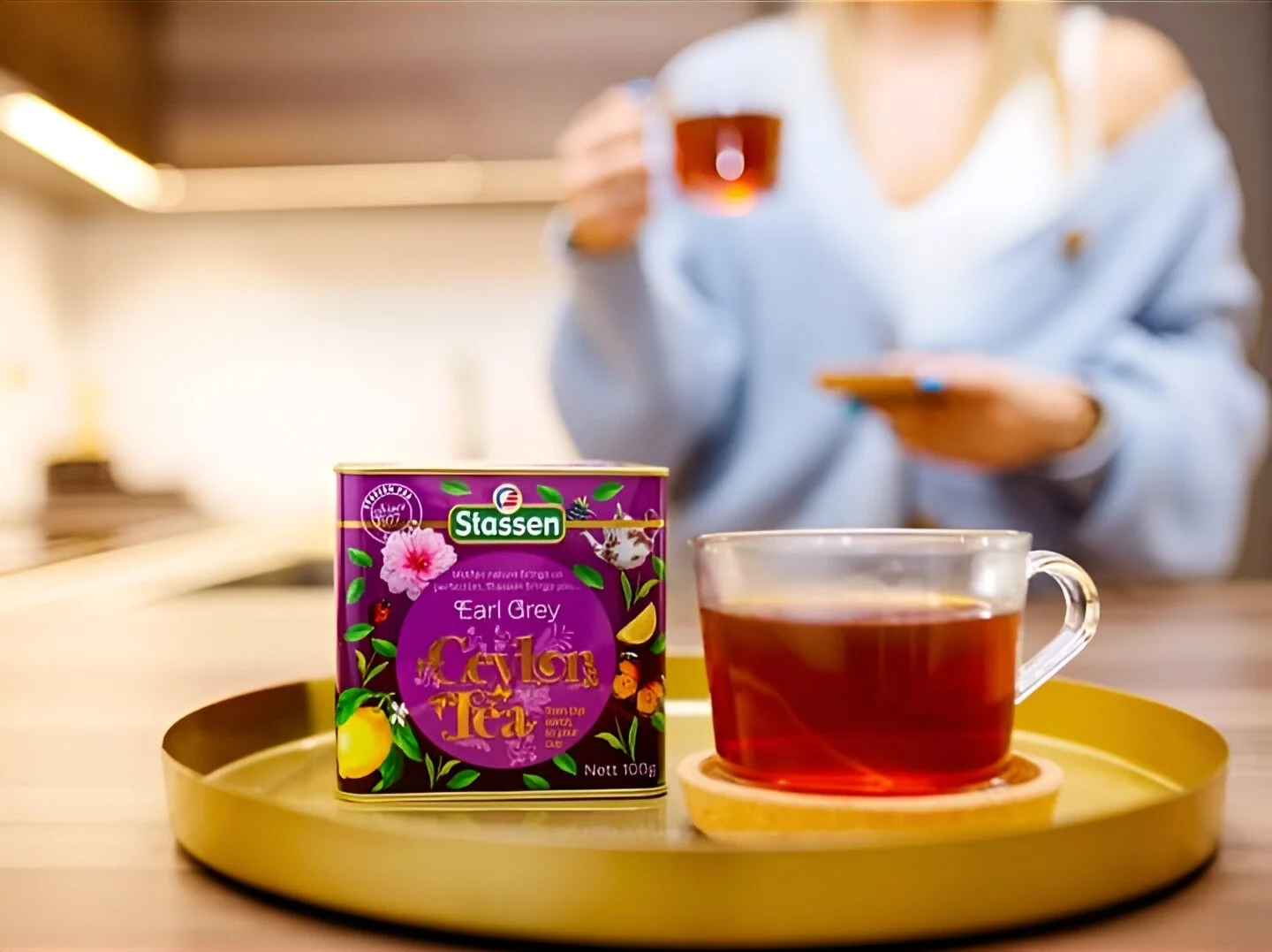 Stassen Earl grey tea melna tēja ar bergamotu 100g metāla skārdene