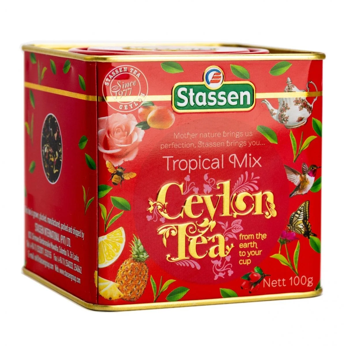 Stassen Tropical Mix цейлонский чёрный чай с фруктовыми ароматами 100g банка