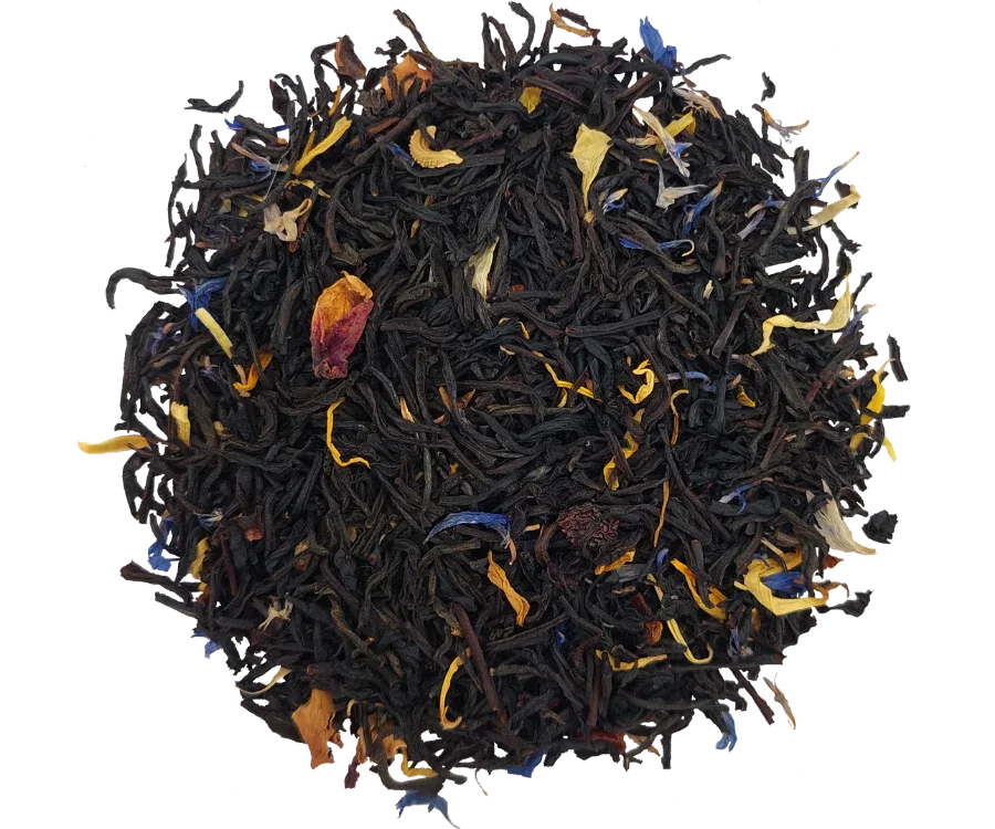 Stassen Tropical Mix Ceilonas melnā tēja ar augļu aromātiem 100g metāla skārdene