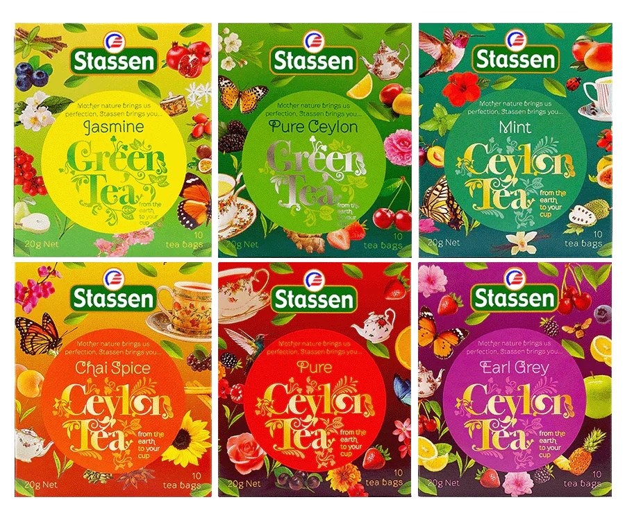 Stassen Yellow dažādu Ceilonas tēju ekskluzīva kolekcija piramīdās, 2g x 10 x 6, metāla skārda