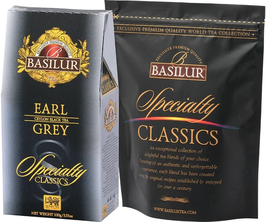 EARL GREY melna tēja ar bergamotu Specialty Classic Basilur 100g kartona paka