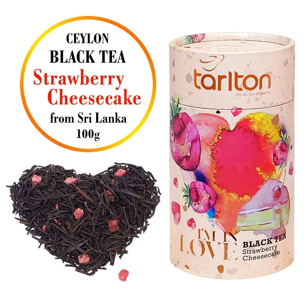 Melnā beramā lapu tēja Zemeņu Siera kūka, Tarlton Love, 100g