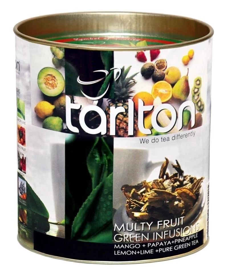 Мультифруктовый Цейлонский зеленый крупнолистовой чай Tarlton Multyfruit Green tea, 100г