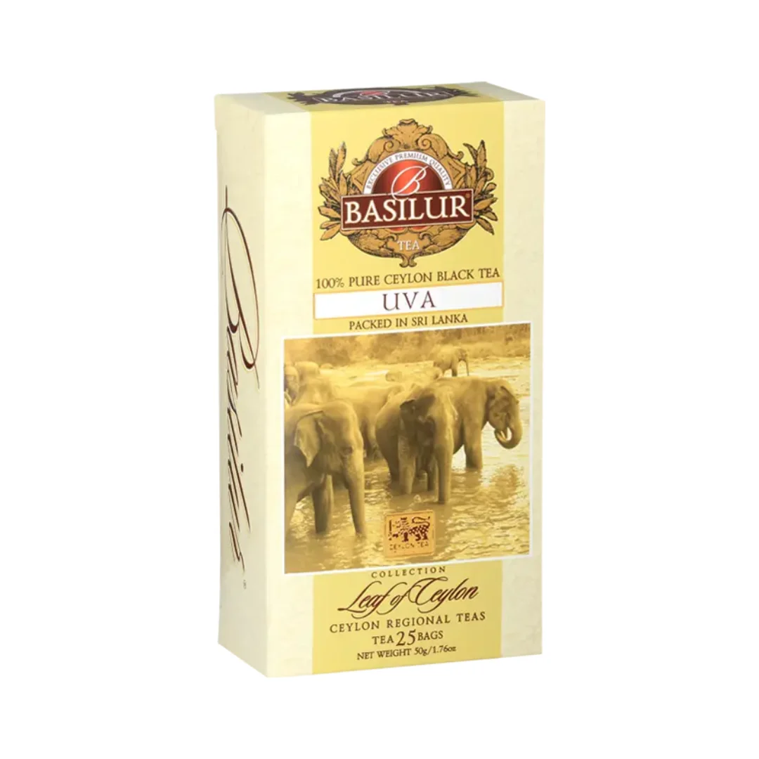 Чай черный цейлонский UVA Leaf of Ceylon 2г x 25 пакетиков, 50г Basilur
