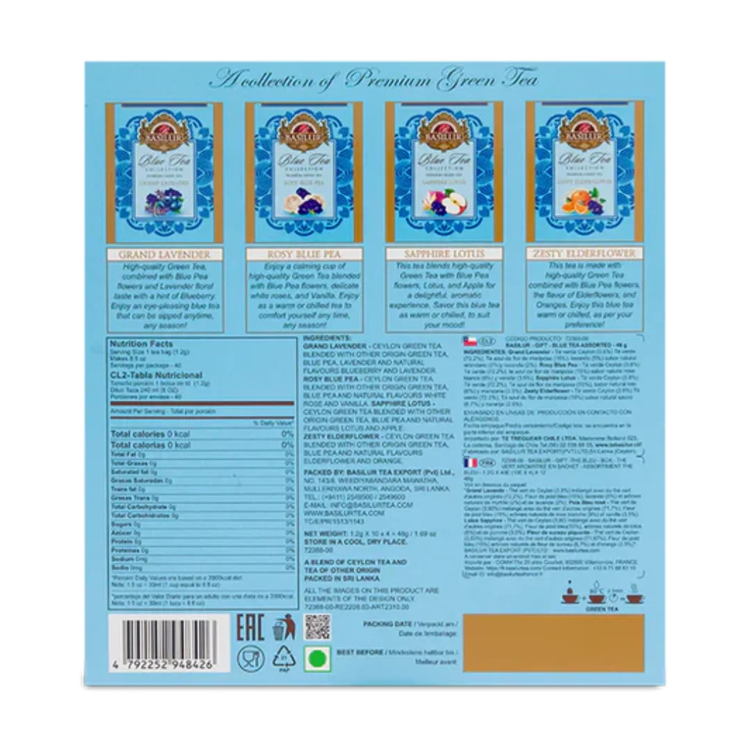 BLUE TEA Assorted Zaļā tēja 40 paciņas x1.2g Basilur