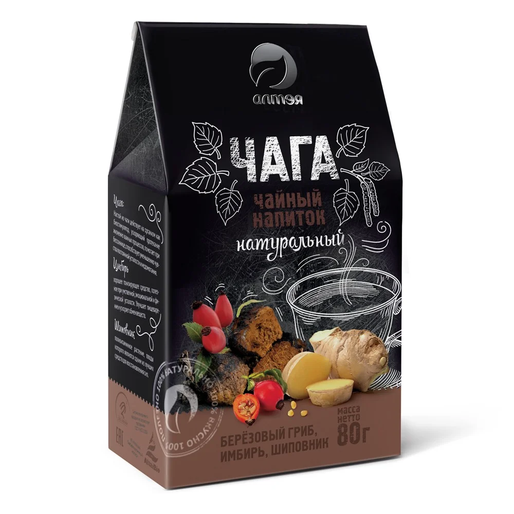 Чайный напиток Фиточай Чага с имбирем и шиповником 80 г Алтэя