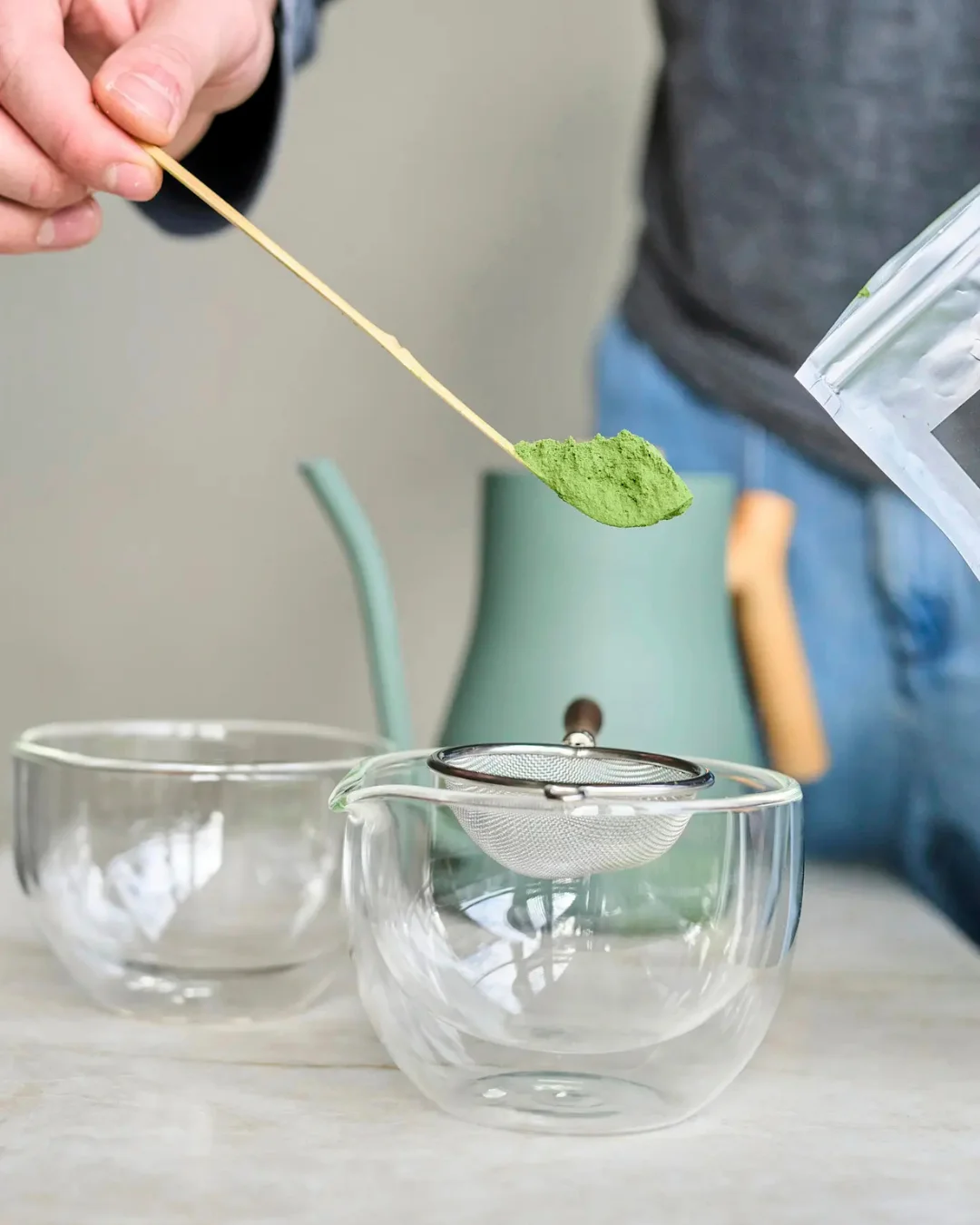 Matča gaišā tējas bambusa karotīte (chashaku) MOYA