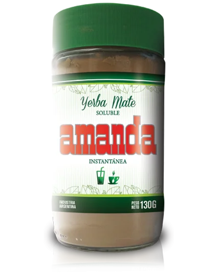 Amanda Soluble в стеклянной банке, 130 г растворимый порошок йерба мате