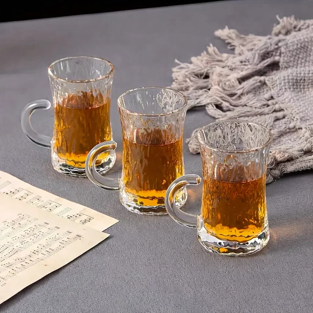 Кружка с ручкой для турецкого чая 110 мл с рифленым узором