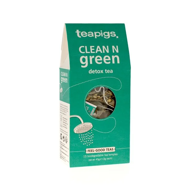 Teapigs Clean N Green Detox zaļā tēja piramīda maisiņā 15gab.