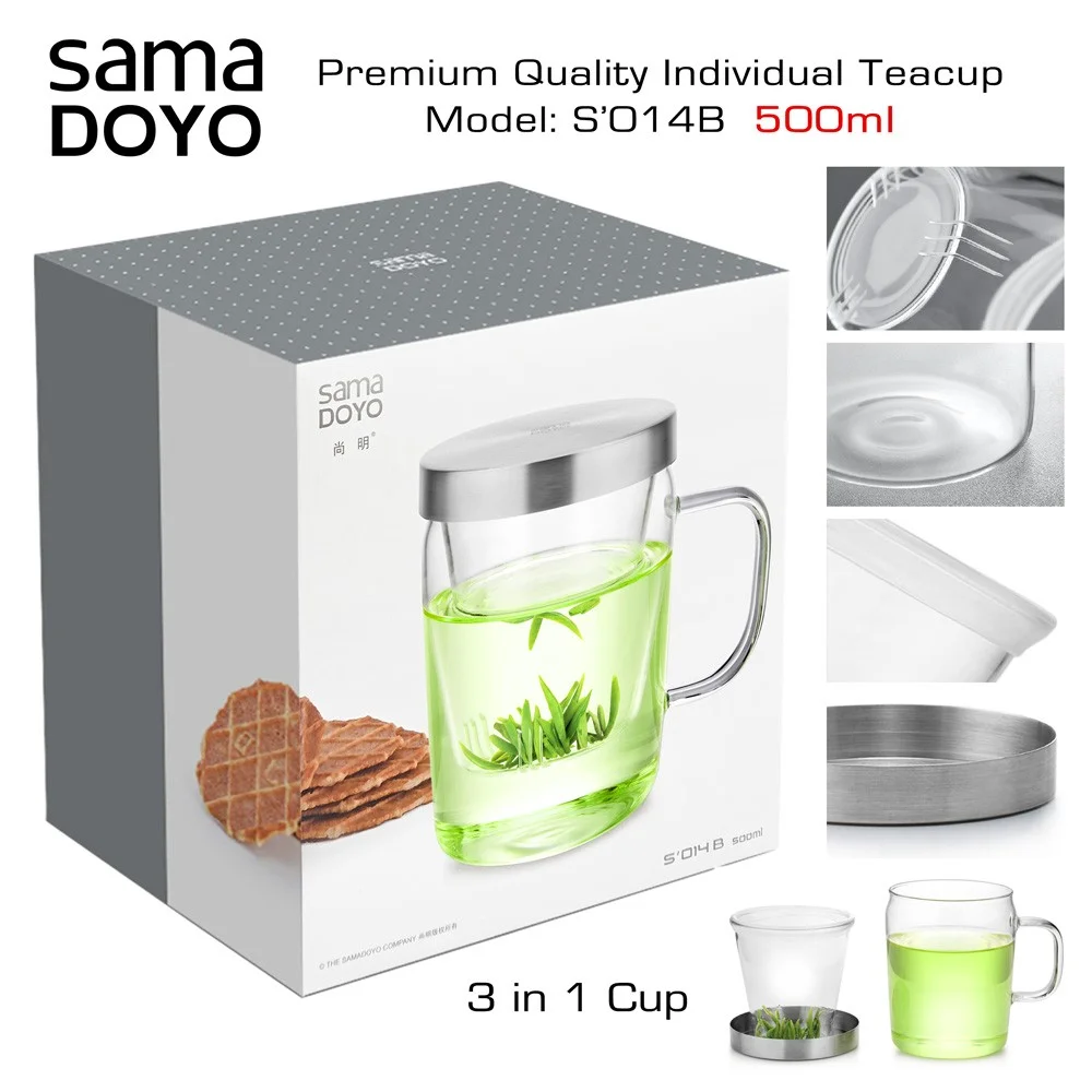 SAMADOYO Premium klases tējas krūze ar stikla filtru 3in1, 500 ml S014B