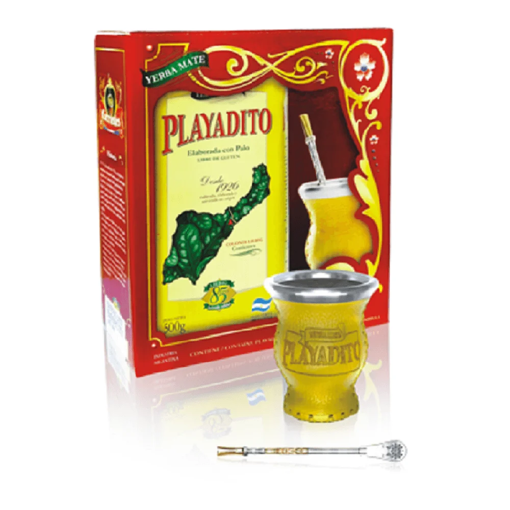 Playadito yerba mate komplekts Gourd + Bombilla + yerba 500g