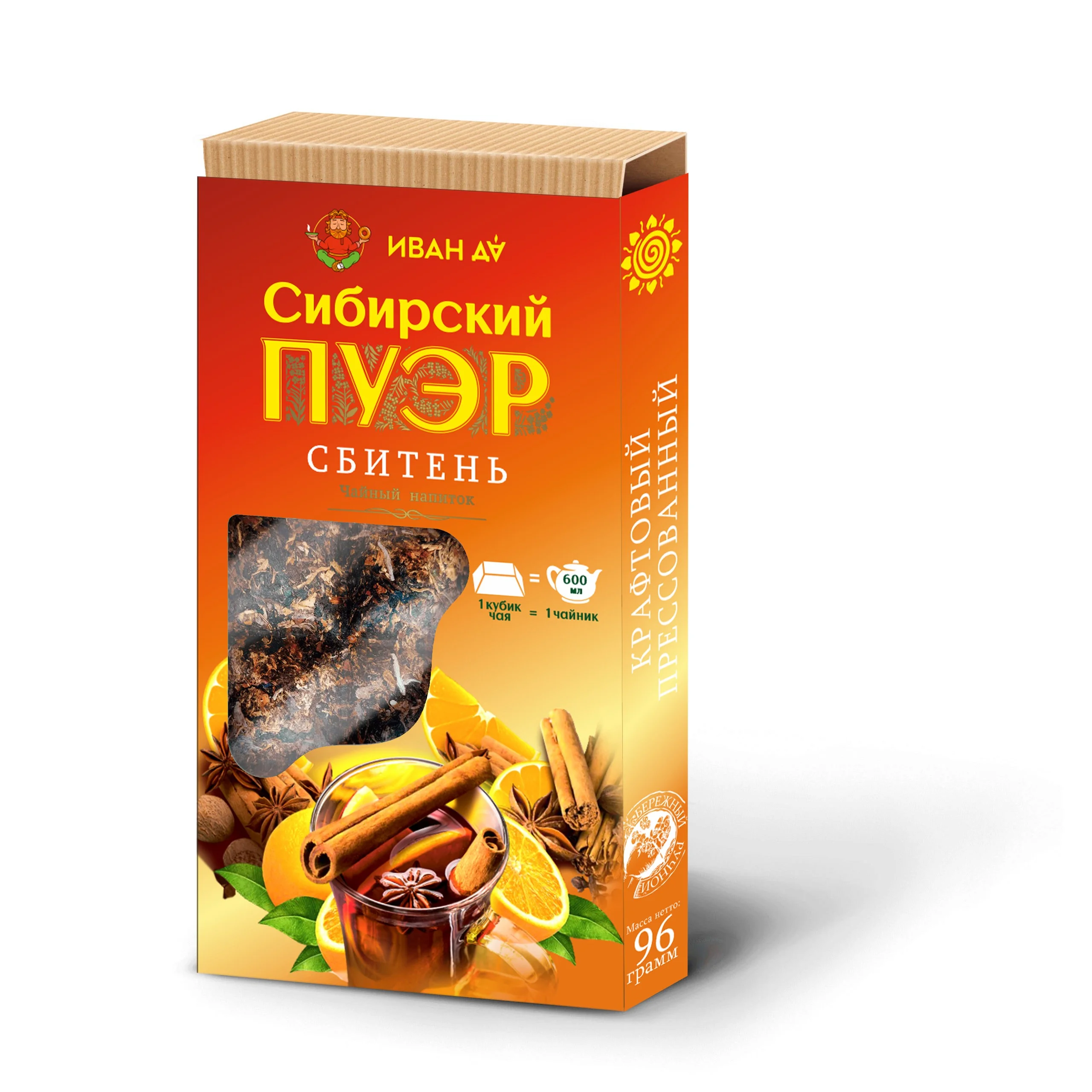 “Сибирский пуэр” сбитень, плиточный чай, 96г Иван Да