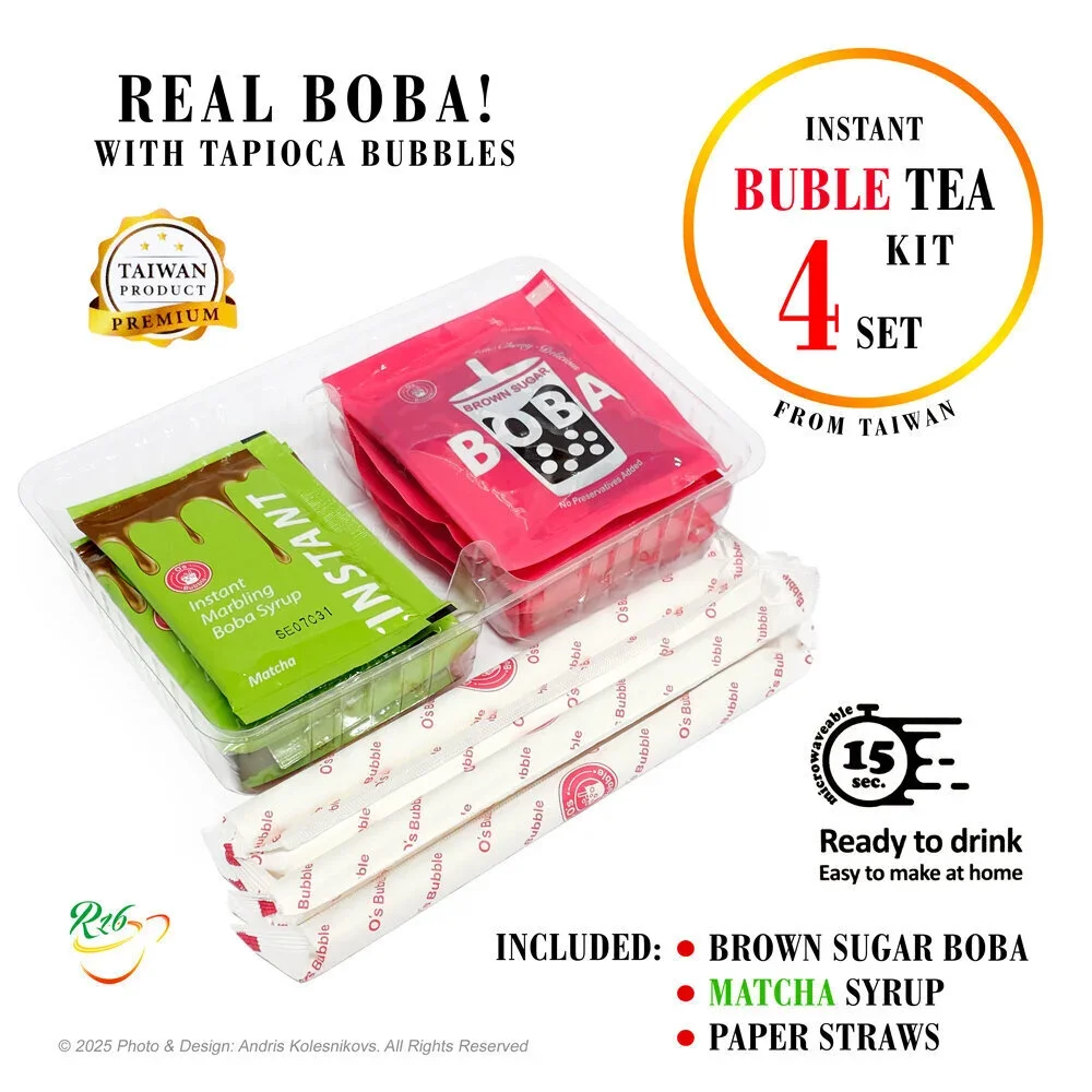 Burbuļtējas komplekts ar Matča garšu 4 personām, Boba Kit, O's Bubble, 4x60g