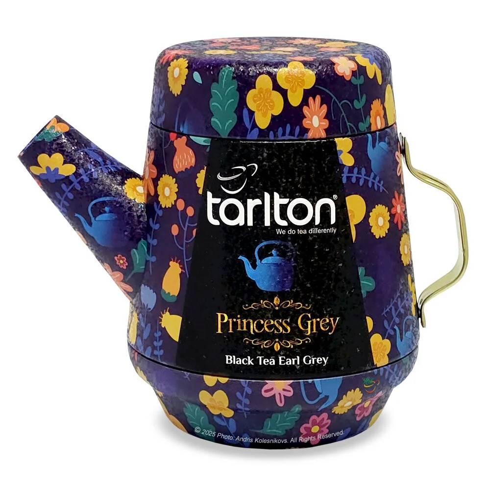 Princess Grey - Earl Grey Melnā beramā lapu tēja (ar bergamotu), Tarlton tējkanna, 100g