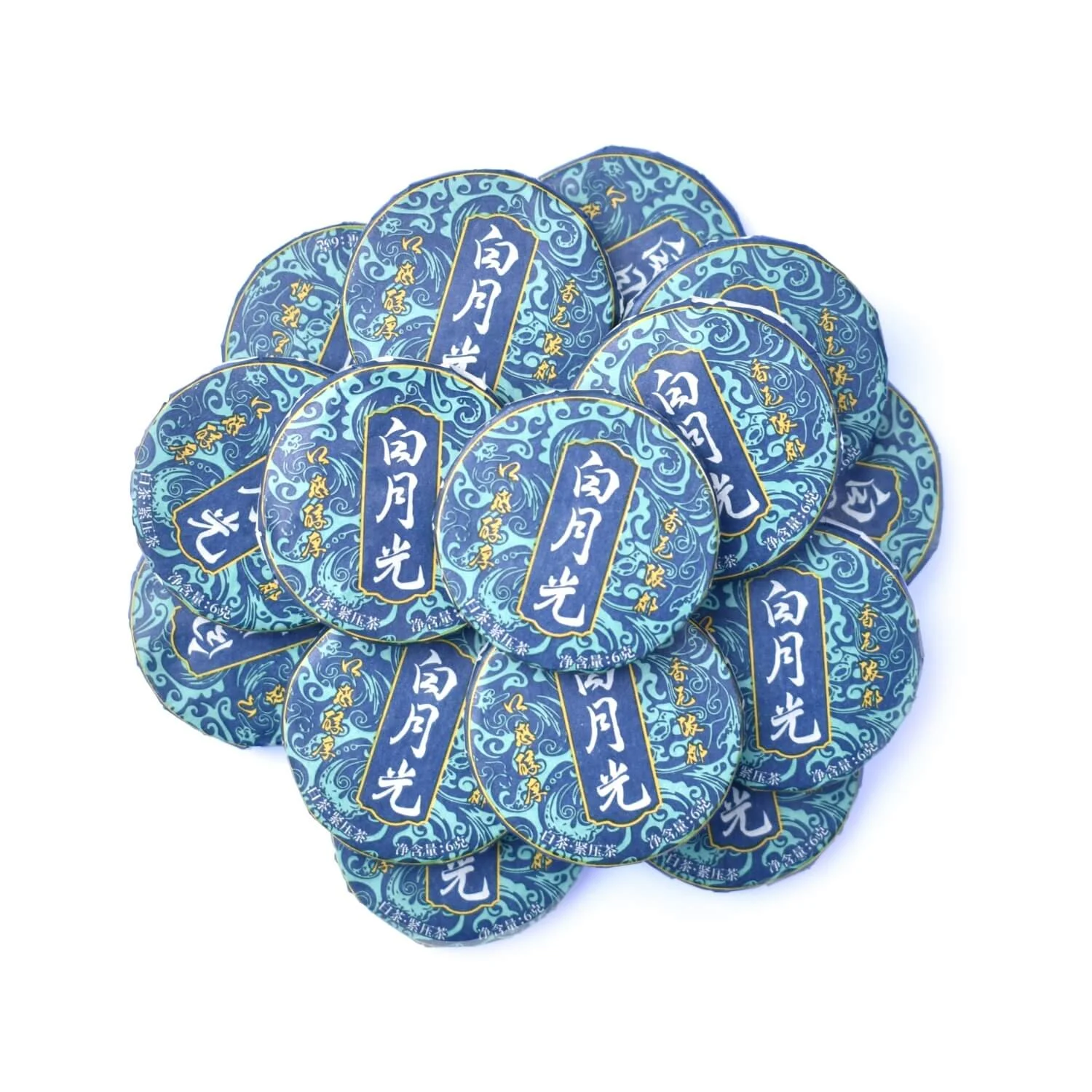 Юэ Гуан Бай "Синяя Монетка" 50г Прессованный Белый чай Yue Guang Bai T.Ar