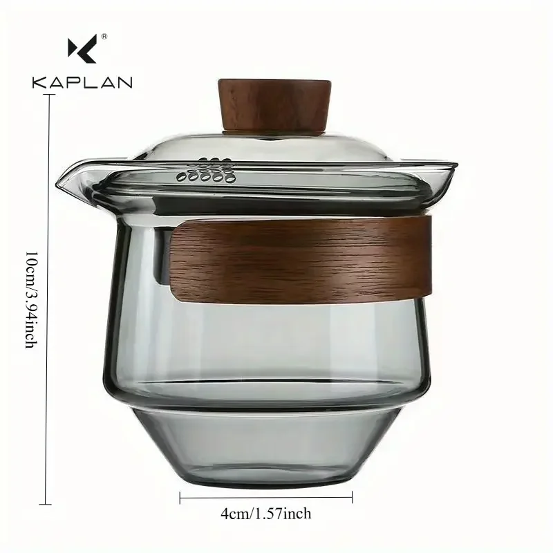 Stikla Gaivaņa karstumizturīga tējas krūze ar vāku ķīniešu tējai KAPLAN