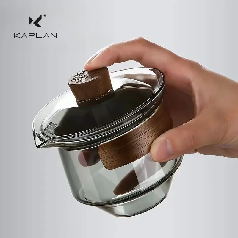 Stikla Gaivaņa karstumizturīga tējas krūze ar vāku ķīniešu tējai KAPLAN