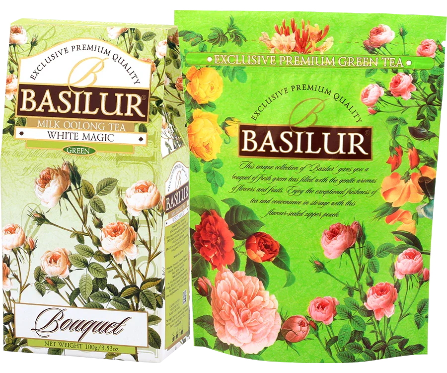 Zaļā tēja ar piena vulunas tēju WHITE MAGIC BASILUR 100G