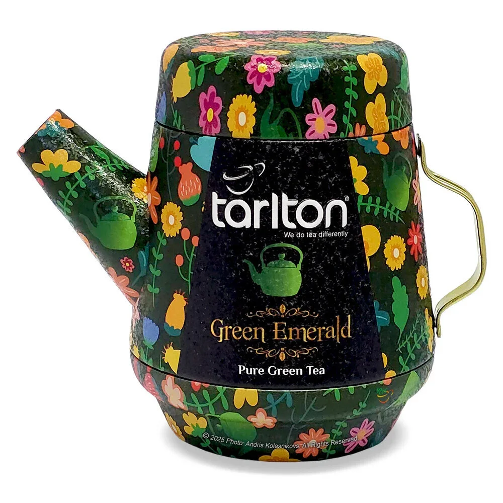 Green Emerald GP1 зеленый листовой чай, Tarlton жестяной чайник, 100 г