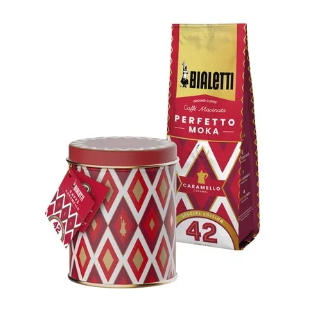 Aromatizēta maltā kafija Bialetti Perfetto Moka Caramello 250g skārda bundža
